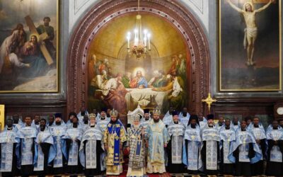 В канун праздника Успения Пресвятой Богородицы Святейший Патриарх Кирилл совершил всенощное бдение в Храме Христа Спасителя