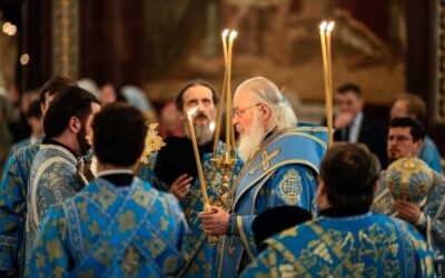 В канун праздника Благовещения Пресвятой Богородицы Святейший Патриарх Кирилл совершил всенощное бдение в Храме Христа Спасителя